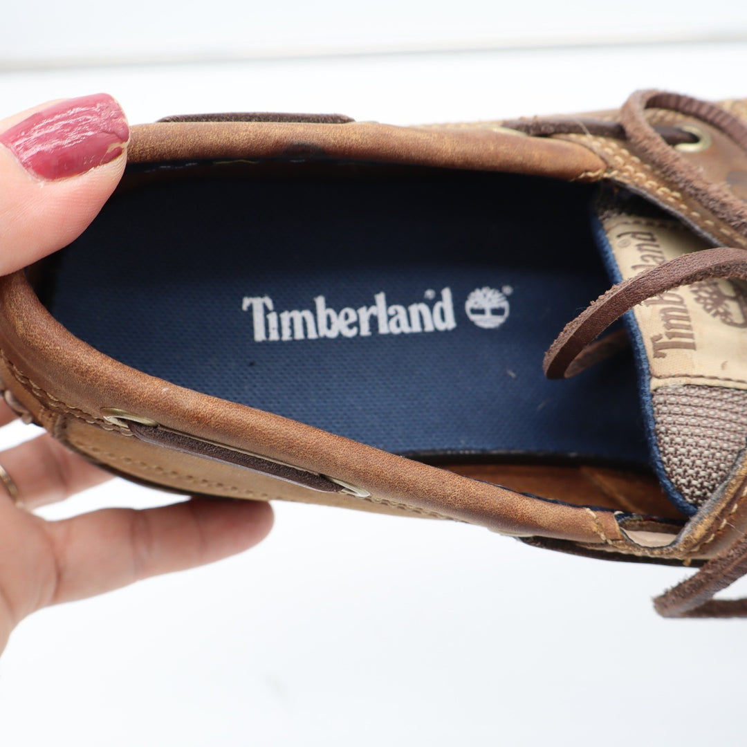 Timberland Boat Shoes Mens 10 Brown Leather Moc Toe Classic Good