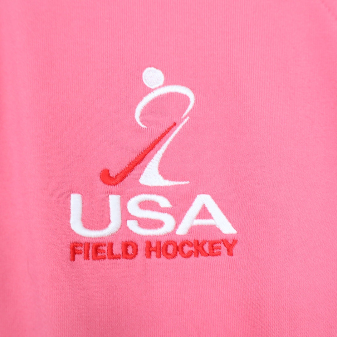 Sport-Tek Mens USA Field Hockey 1/4 Zip Pullover Pink Thumbhole Size M