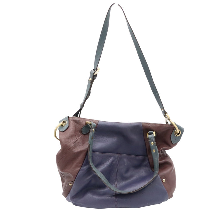 ORIANY Leather Colorblock Hobo Bag Navy Burgundy Teal Studded Satchel Crossbody