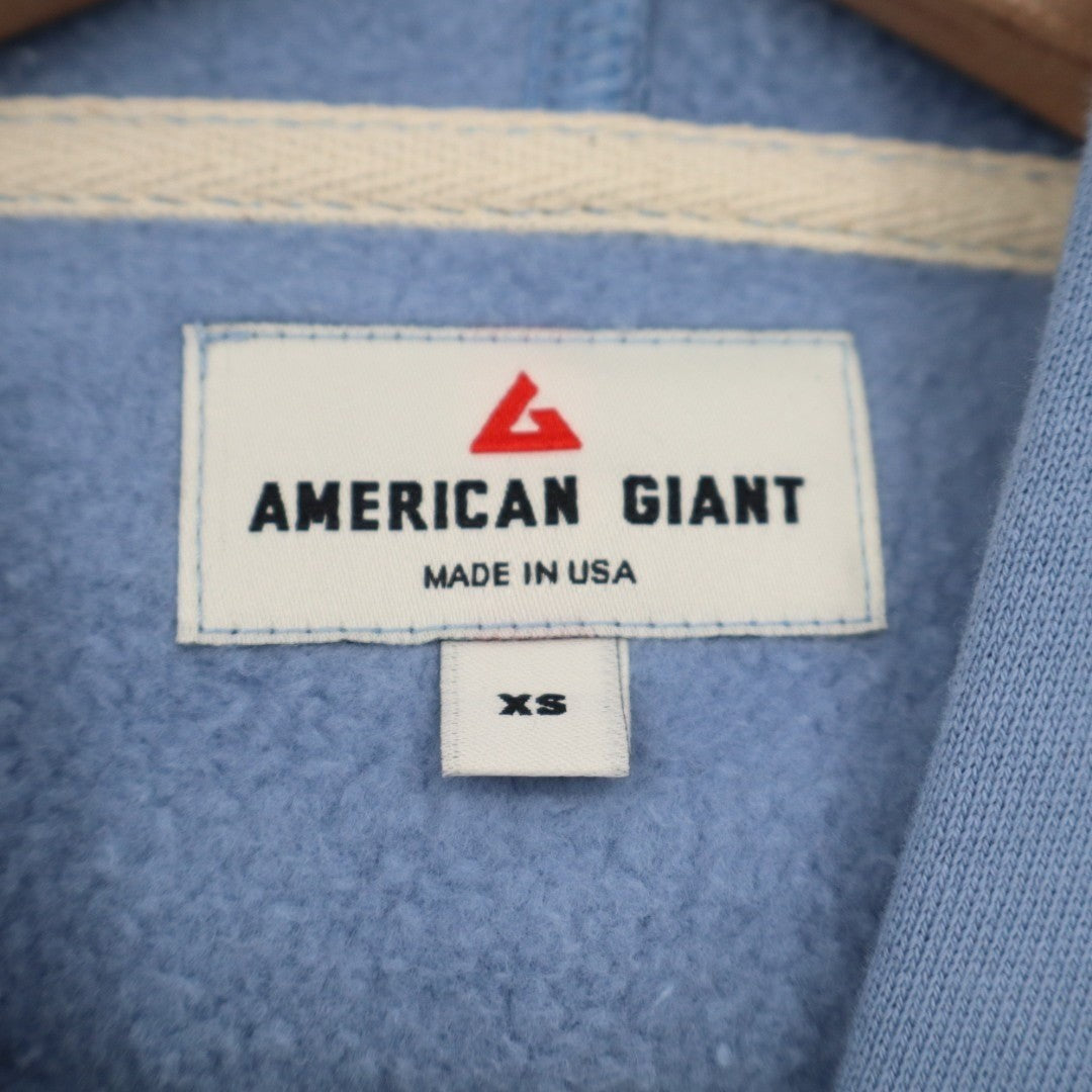 American Giant Midweight Hoodie Womens XS Blue Cotton Fleece Kangaroo Pocket
