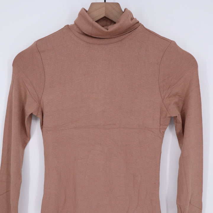 Naked Wardrobe Womens Turtleneck Long Sleeve Bodysuit Mauve Brown M