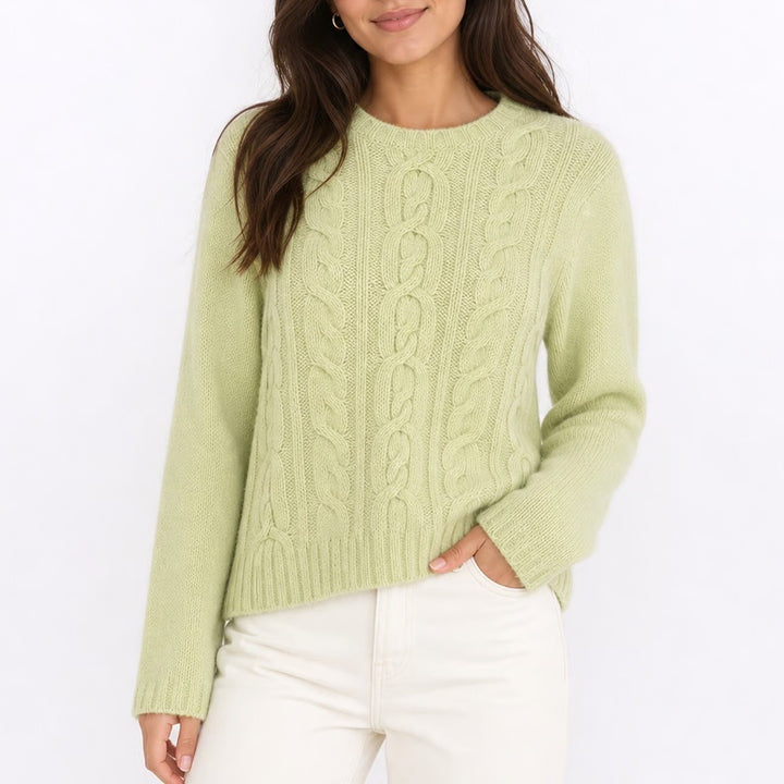 GAP Womens Lime Green Wool Angora Cashmere Cable Knit Sweater Keyhole Back L