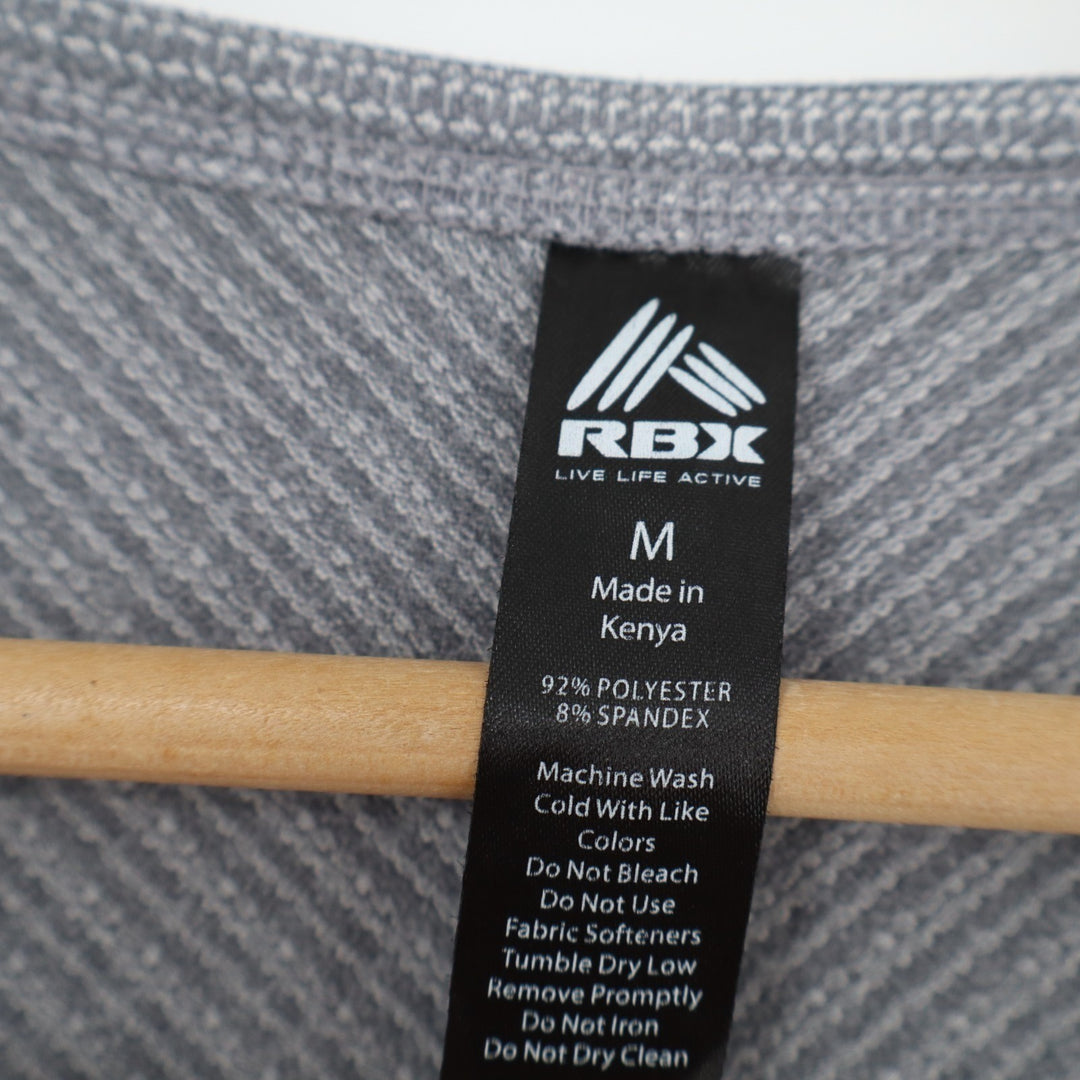 RBX Live Life Active Top Womens M Gray Textured Stretch Thumbholes Athleisure