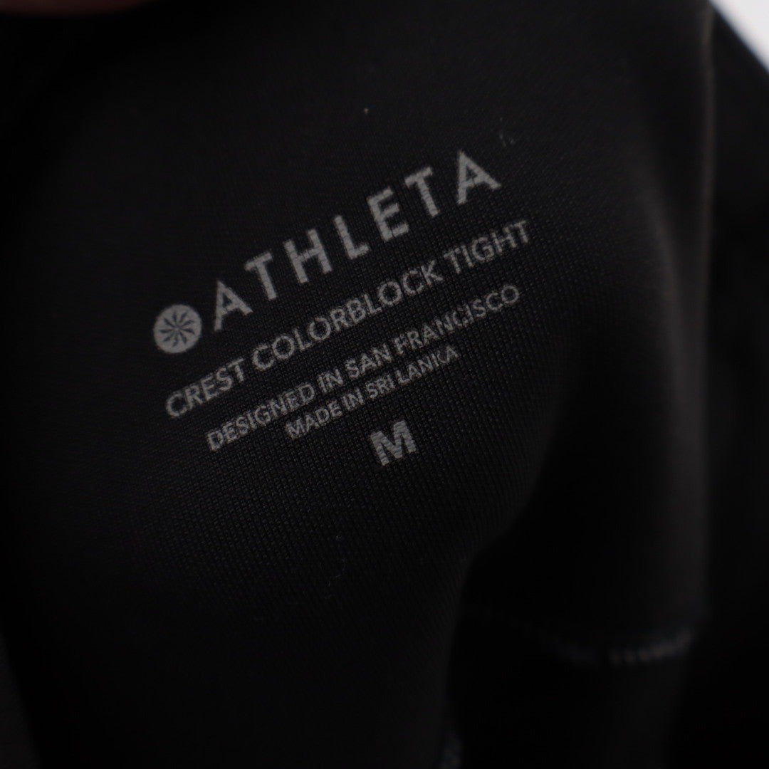 Athleta Crest Colorblock Tight Leggings Black Grey White Athletic Gym Size M