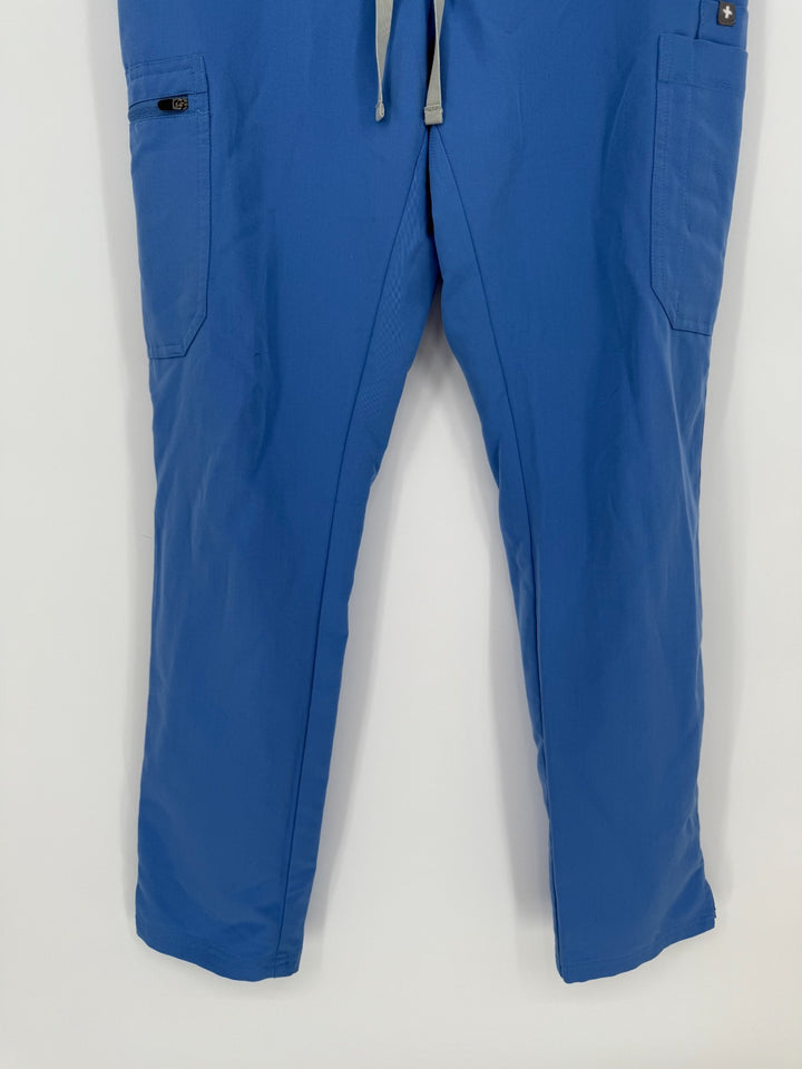 Figs Technical Collection Scrub Pants Womens Small Blue Logo Stretch Drawstring