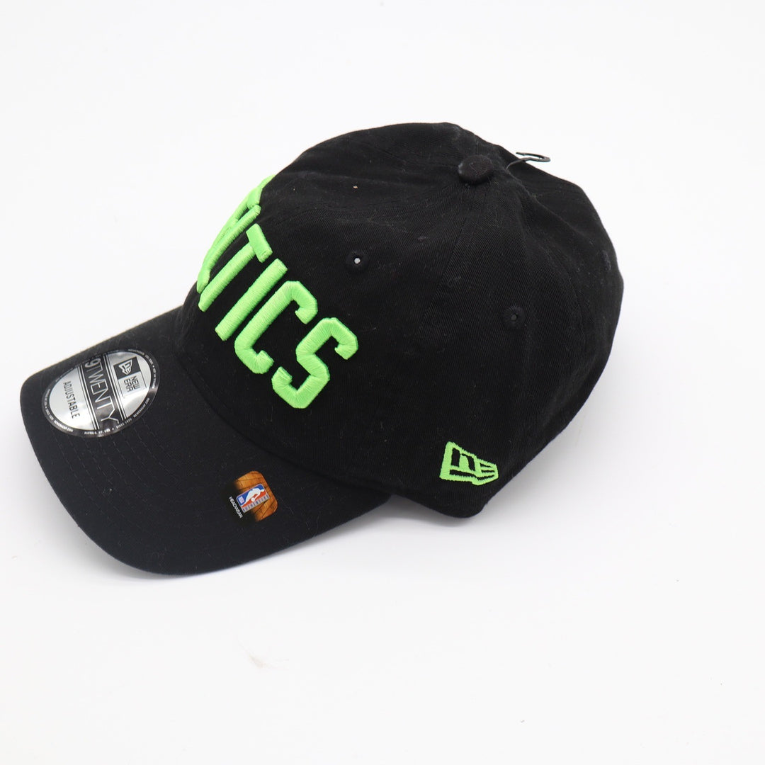 New Era 9TWENTY Boston Celtics Hat Black Neon Green Adjustable NBA Cap