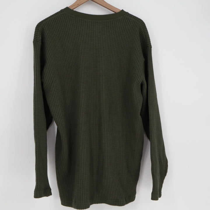 American Giant T-Shirt Mens XL Olive Green Waffle Knit Long Sleeve Crew Neck