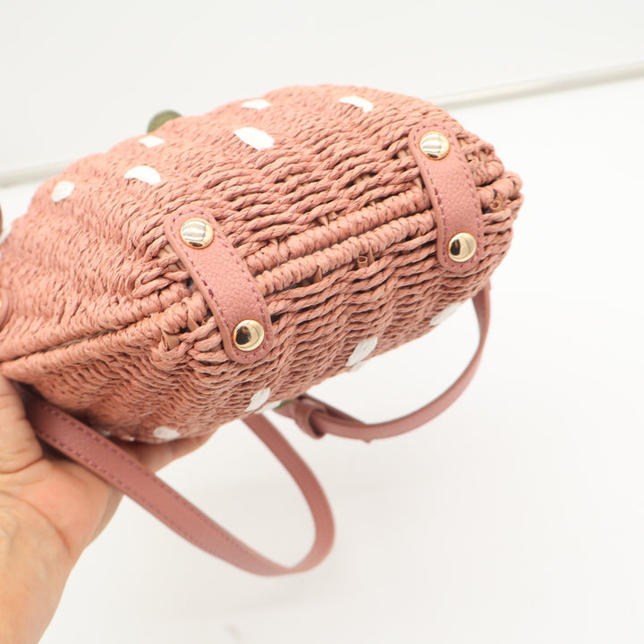 LC Lauren Conrad Crossbody Bag Womens OS Pink Strawberry Woven Exc