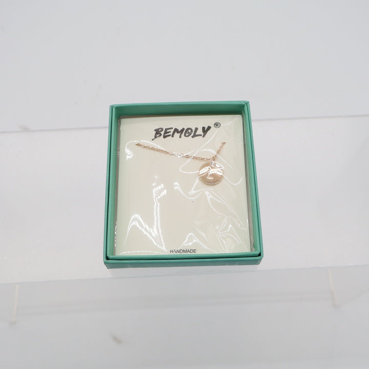 Bemoly Handmade Initial Necklace Letter L Rose Gold Tone Round Disc Pendant New