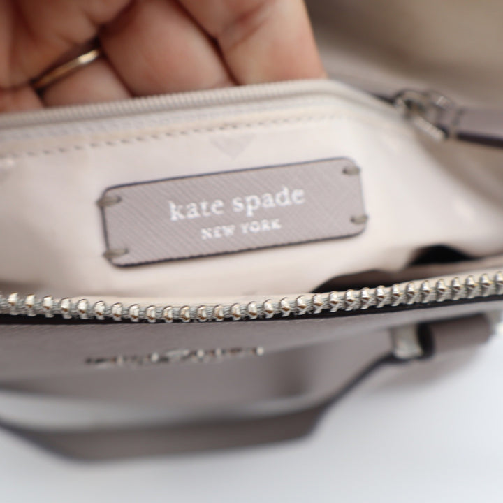 Kate Spade Satchel Womens Medium Larchmont Avenue Dome Gray Leather Crossbody