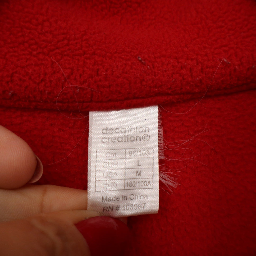 Quechua Mens Red Quarter Zip Fleece Pullover Mock Neck Hiking Sweater Size M