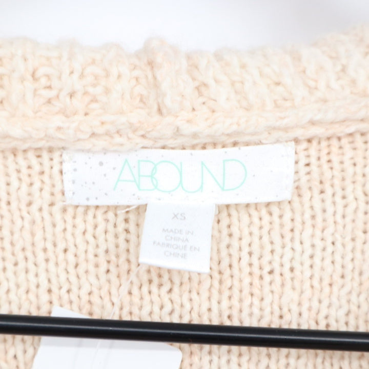 Abound Sweater Women XS Oatmeal Knit Cotton Cozy Ribbed Back Slit Hooded Outdoor