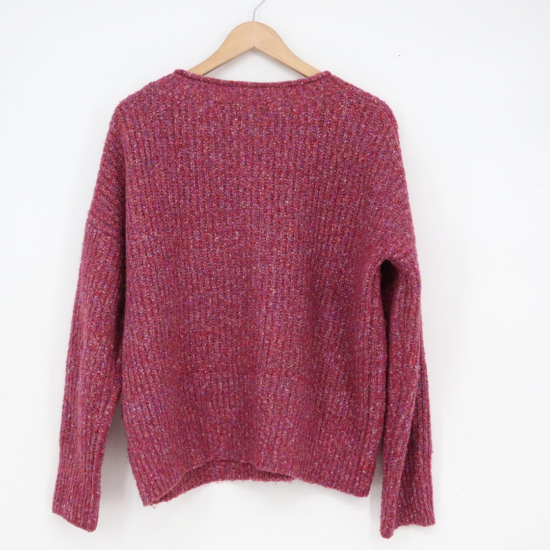 Rachel Rachel Roy Pink Purple Marled Chunky Knit Crew Neck Sweater Womens Medium