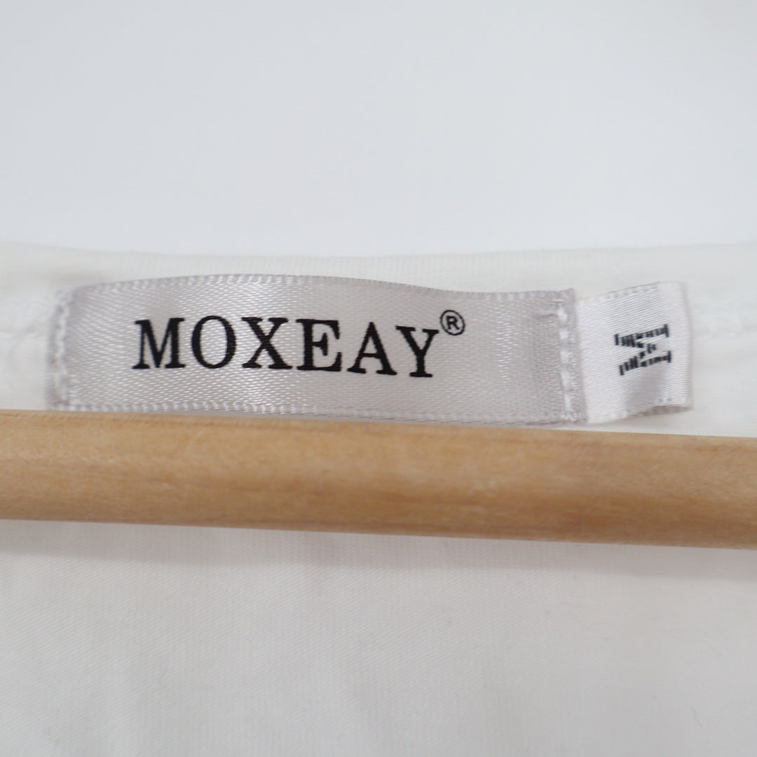 MOXEAY Womens White Scoop Neck Sleeveless Longline Tank Top Size M Cotton