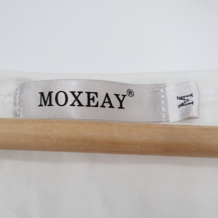 MOXEAY Womens White Scoop Neck Sleeveless Longline Tank Top Size M Cotton