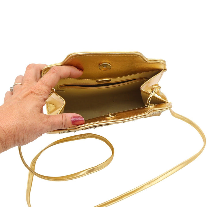 Unbranded Shoulder Bag Womens OS Evening Soutache Gold Metallic Good