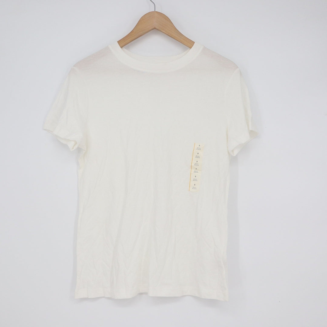 A New Day Womens White Short Sleeve Crewneck Cotton Modal Tee Shirt Size S