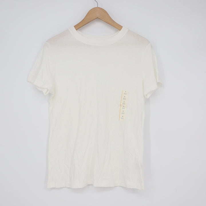 A New Day Womens White Short Sleeve Crewneck Cotton Modal Tee Shirt Size S