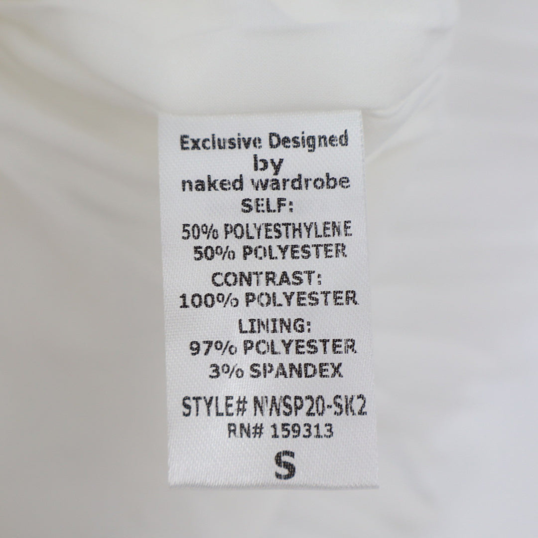 Naked Wardrobe The Statement White Sequined Lace Ruffle Mini S