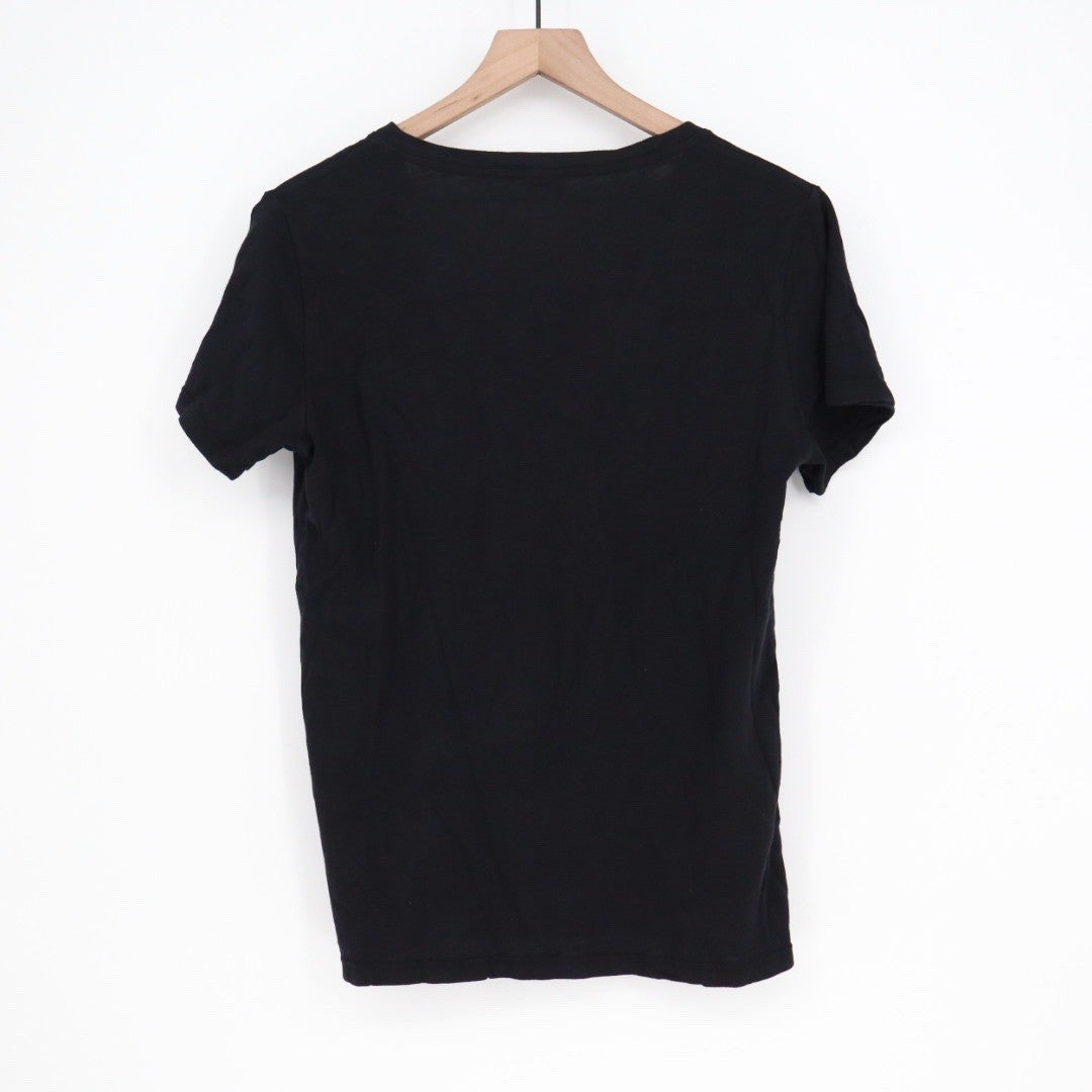 American Giant Womens Black V Neck T Shirt Size Large Made in USA Cotton Basic
