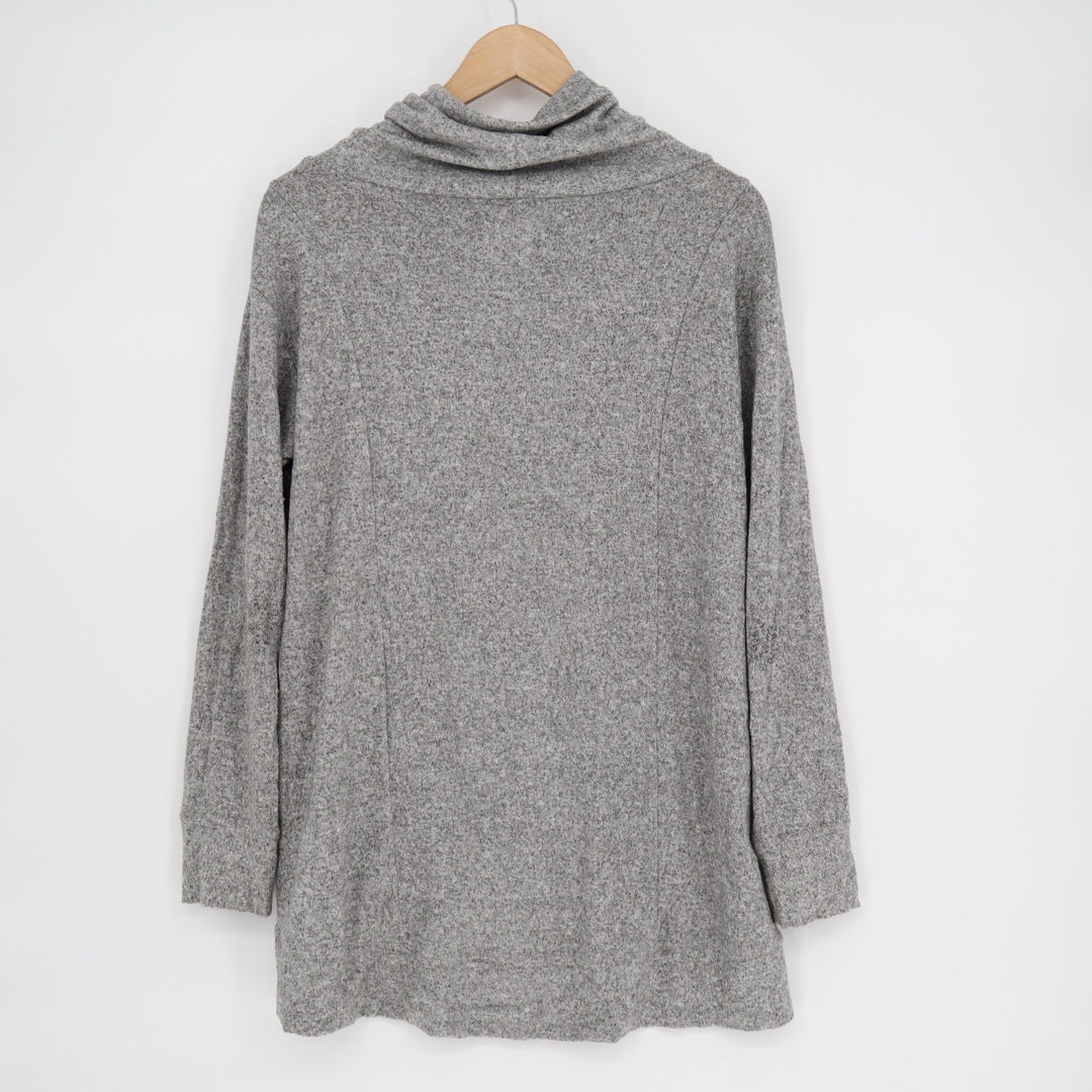 Aerie Just Add Leggings Tunic Top Womens Medium Heather Gray Stretch Cowl Neck