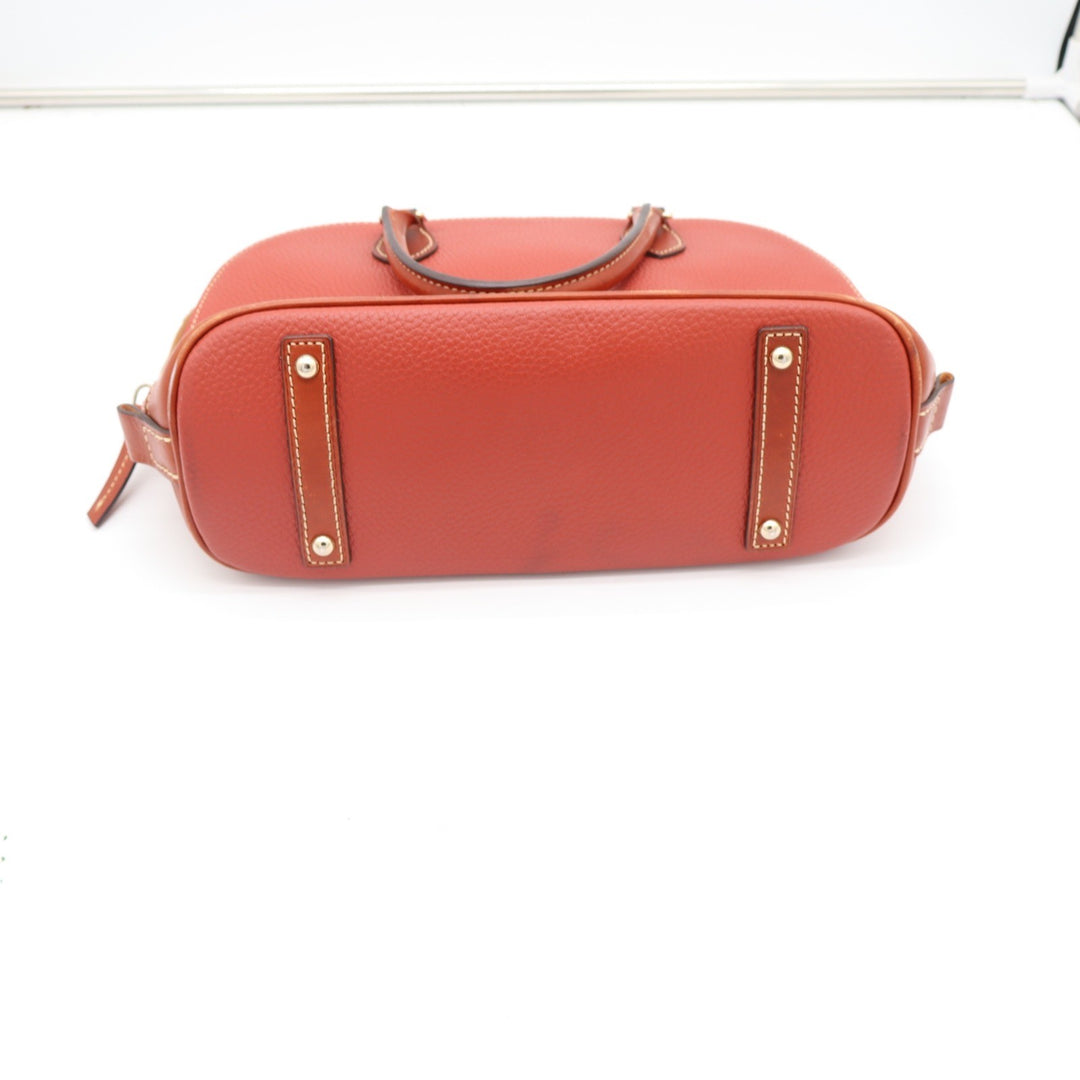 Dooney & Bourke Satchel Womens Medium Zip Zip Pebbled Leather Orange Excellent