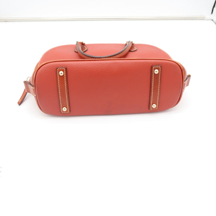 Dooney & Bourke Satchel Womens Medium Zip Zip Pebbled Leather Orange Excellent
