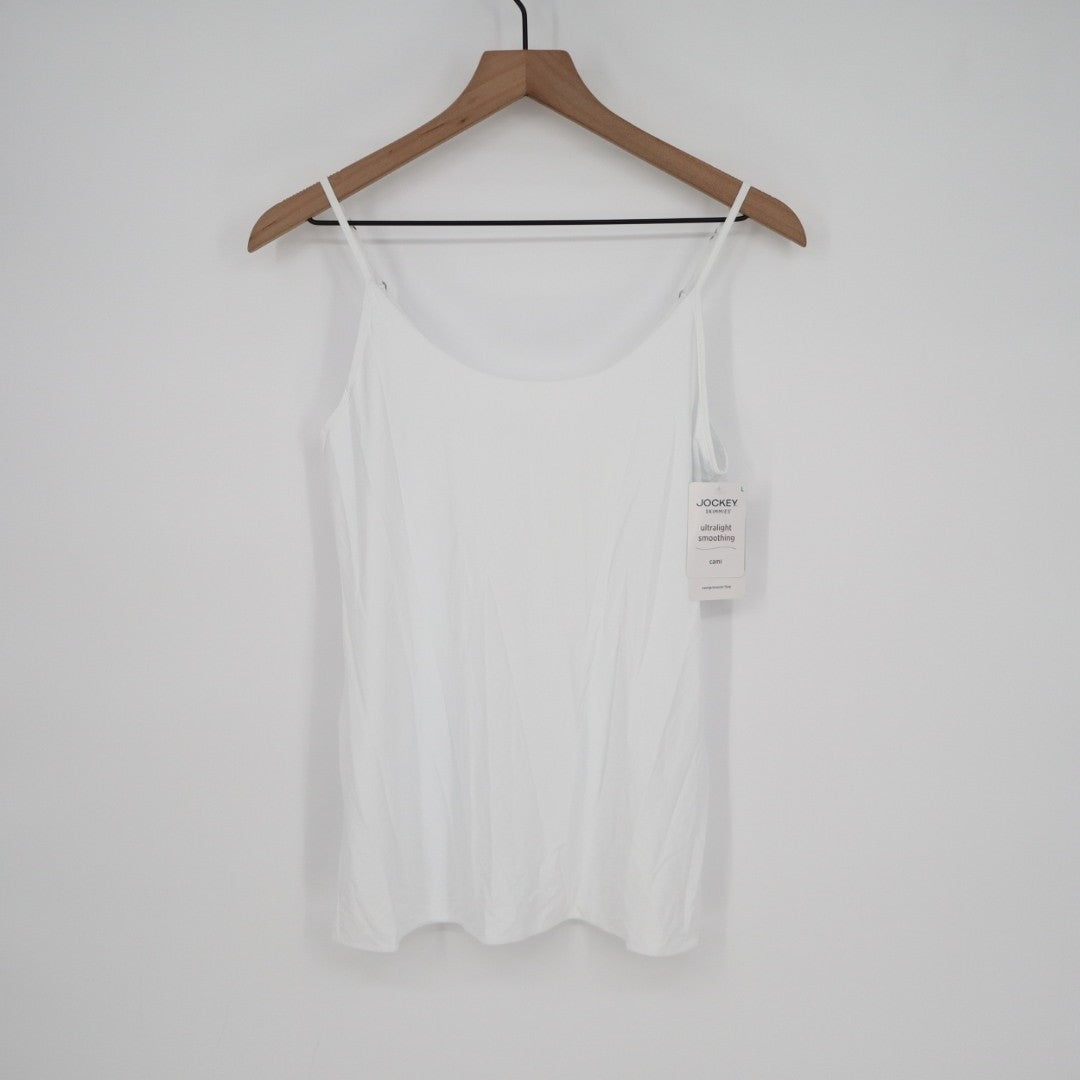 Jockey Luxe Camisole Womens Large White Ultralight Smoothing Adjustable Straps