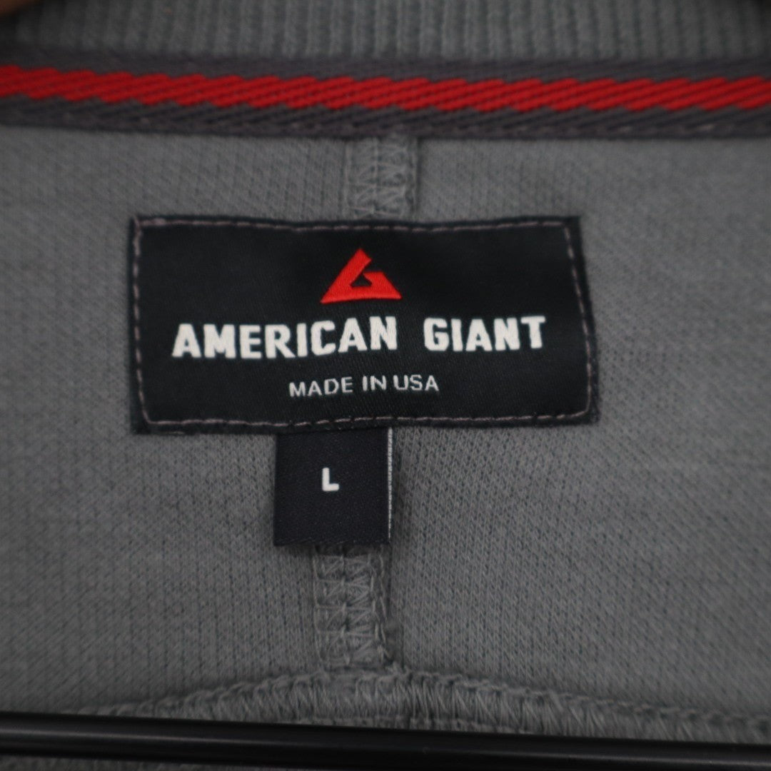 American Giant Broken-In Premium Slub T-Shirt Men Large Washed Black Henley Neck