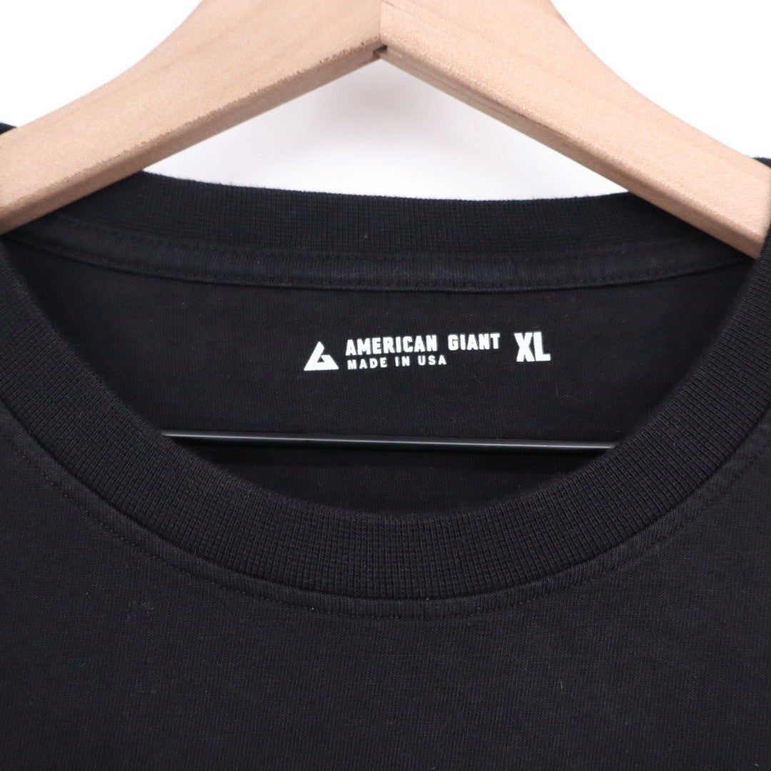 American Giant Mens Black Long Sleeve Pocket T Shirt Size XL Made in USA