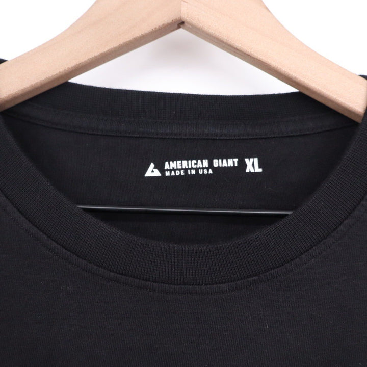 American Giant Mens Black Long Sleeve Pocket T Shirt Size XL Made in USA
