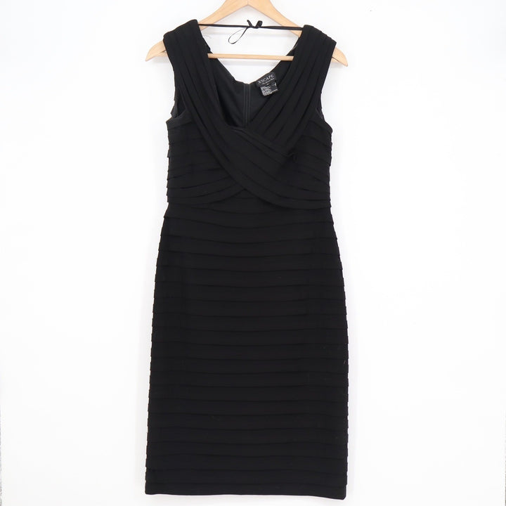 Xscape by Joanna Chen Black Tiered Cocktail Dress Sleeveless Surplice 12