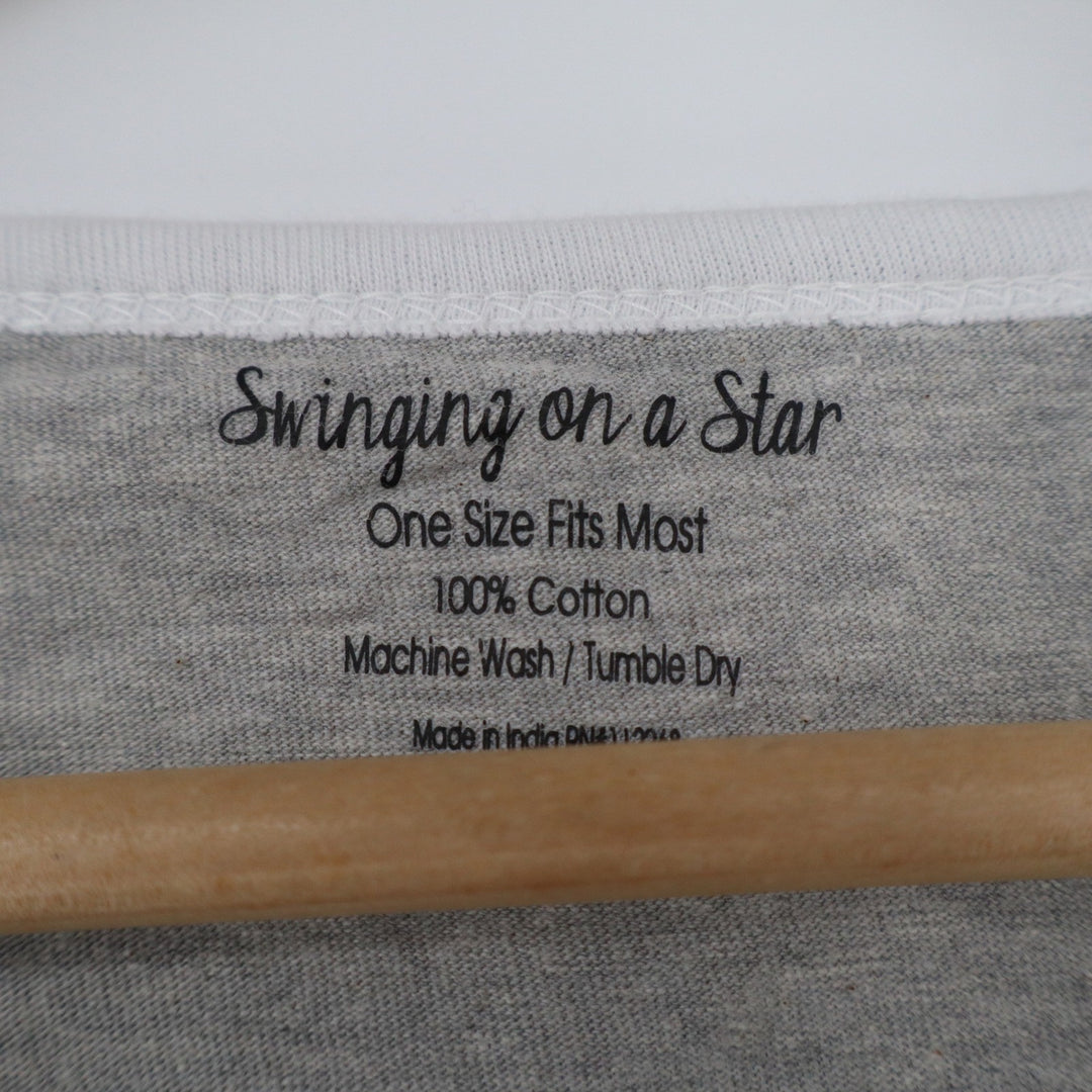 Swinging on a Star Gray Cotton Henley Nightgown Ringer Sleep Shirt One Size
