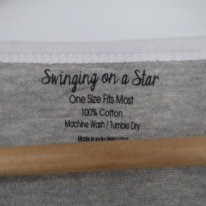 Swinging on a Star Gray Cotton Henley Nightgown Ringer Sleep Shirt One Size