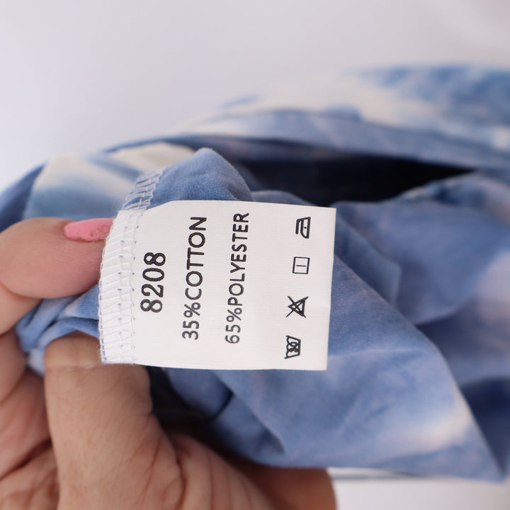 Anna-Kaci Jumpsuit Womens L Blue Tie Dye Long Sleeve Pocket NEW