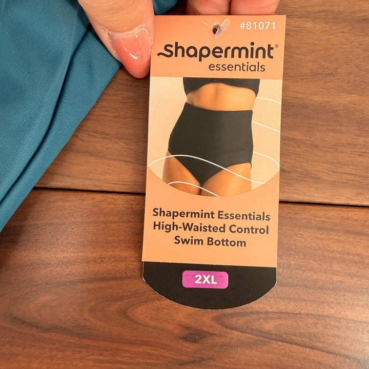 Shapermint Essentials High Waisted Tummy Control Bikini Bottom Teal Blue 2XL