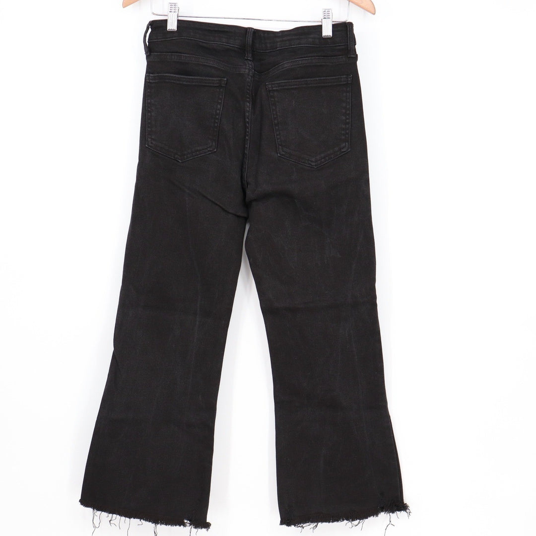 JBD Just Black Denim Cropped Flare Raw Hem Jeans Black DP674-BLK Size 30