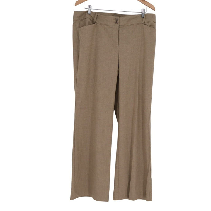 Ann Taylor Modern Chino Pants Womens 14 Brown Low Rise Welt Pockets Wide Leg