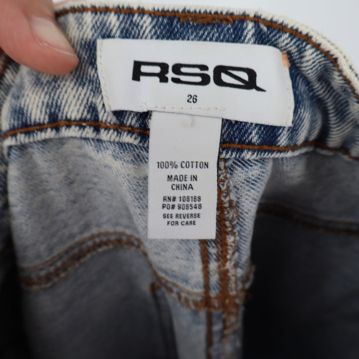 RSQ Womens Distressed Straight Leg Jeans Light Wash Acid Ripped Size 26