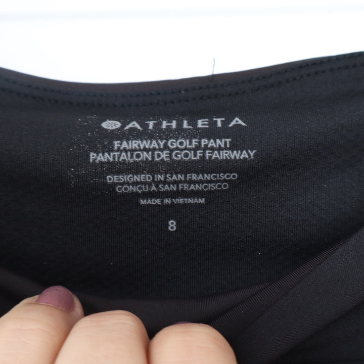 Athleta Fairway Golf Pant Black Straight Leg Zip Pockets Size 8