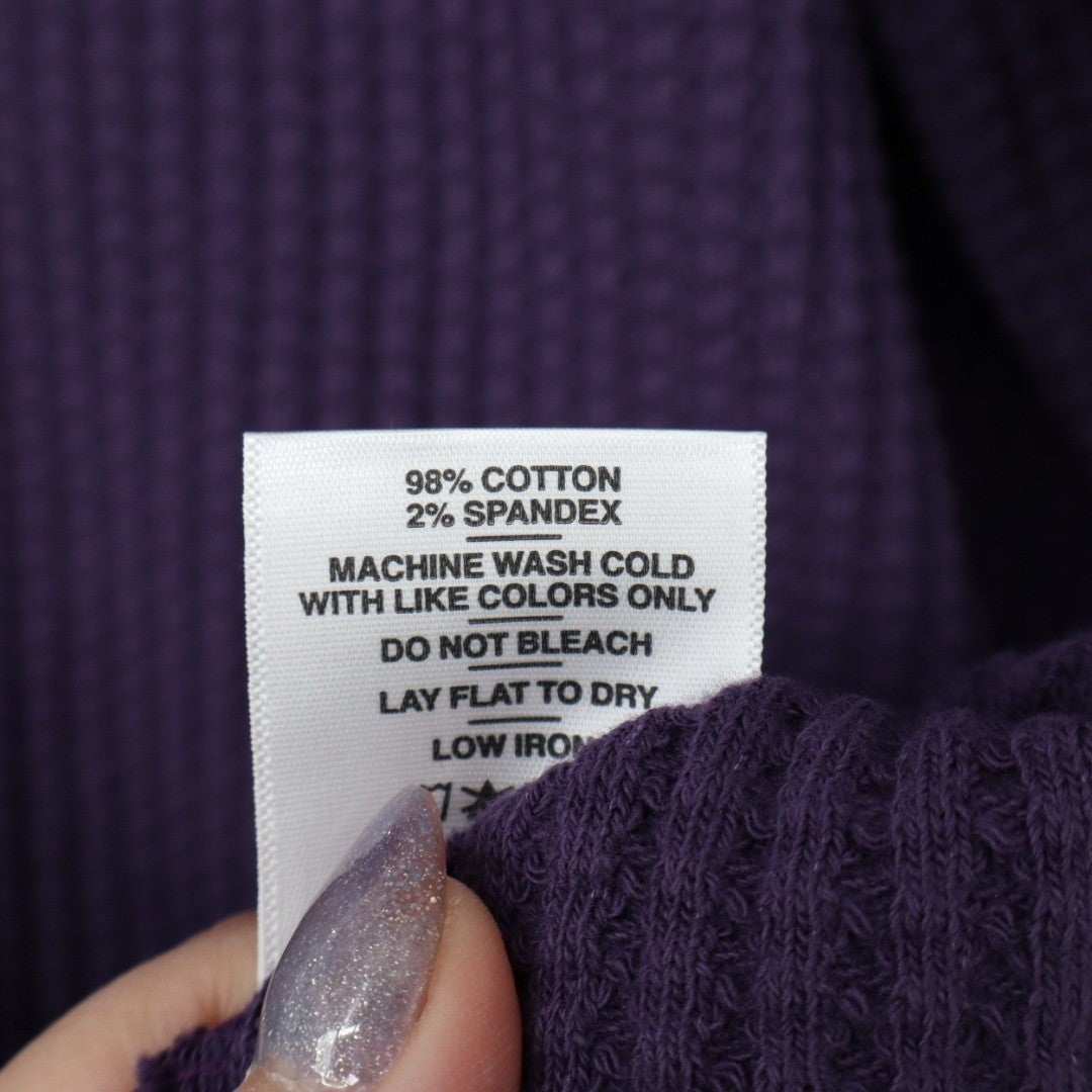 American Giant T-Shirt Mens XL Purple Cotton Stretch Waffle Knit Long Sleeve