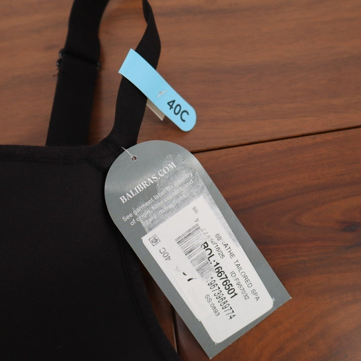 Bali Breathe Lightweight T-Shirt Bra Womens 40C Black Stretch Padded Underwire