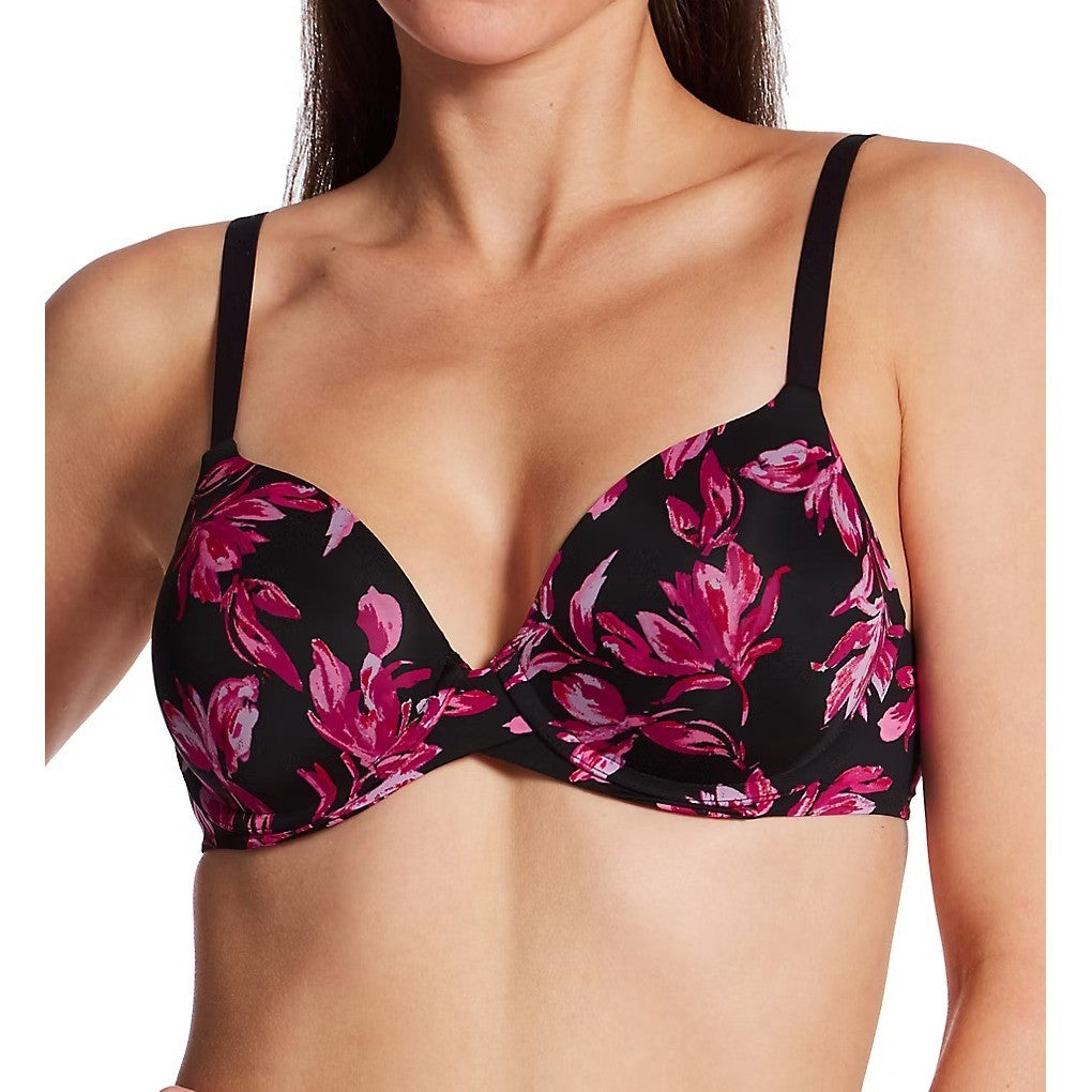 Maidenform One Fabulous Fit 2.0 Demi T-Shirt Bra Womens 34D Black Floral Stretch