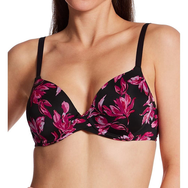 Maidenform One Fabulous Fit 2.0 Demi T-Shirt Bra Womens 34D Black Floral Stretch