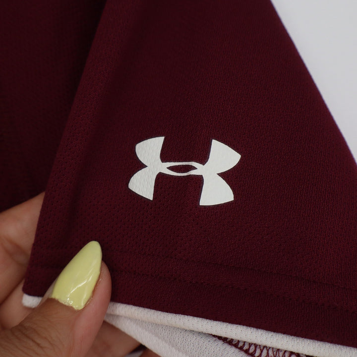 Under Armour Youth Large Maroon GV Baseball Jersey Henley Short Sleeve
