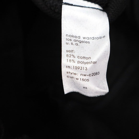 Naked Wardrobe Black Sweatshirt Jogger Set XS Raw Edge Loungewear