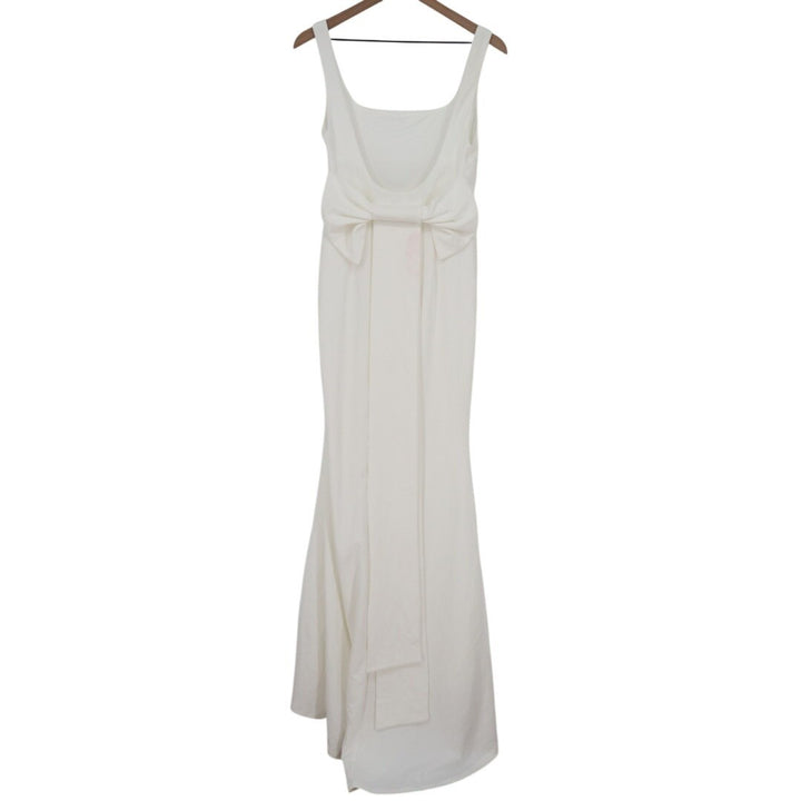 Lulus Loving Fate Maxi Dress Women Medium White Stretch Bow Square Neck Backless