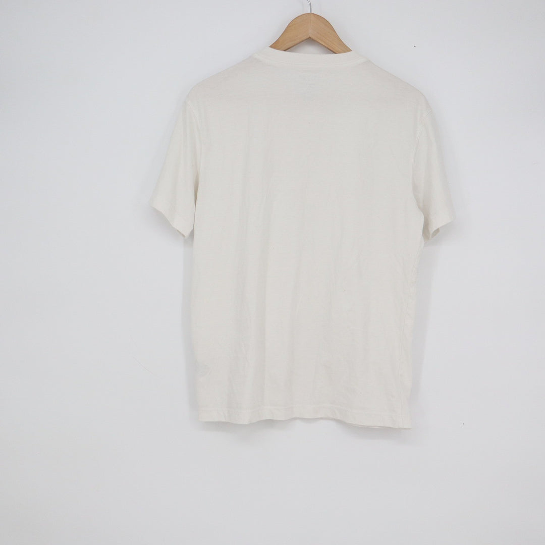 American Eagle Mens Super Soft Henley Shirt Cream White Short Sleeve Small