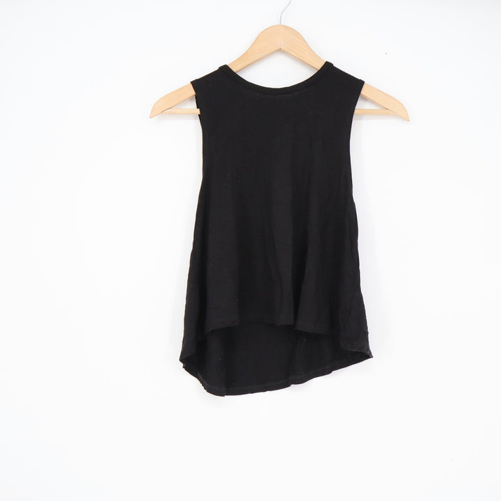 Endeavor Womens XS Black High Low Muscle Tank Top Athletic Sleeveless Crew Neck