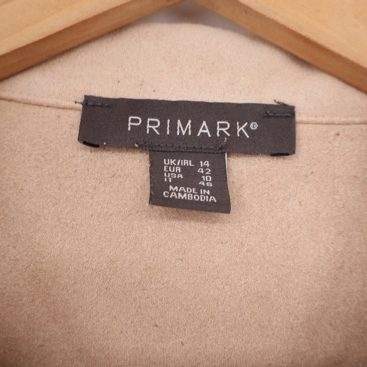 Primark Shacket Women 10 Oversized Beige Faux Suede Button-Down Good
